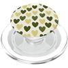 olive green Hearts Pattern Designs Carino girly minimalista Love Design || Motivo cuore verde PopSockets PopGrip per MagSafe