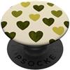 olive green Hearts Pattern Designs Carino girly minimalista Love Design || Motivo cuore verde PopSockets PopGrip Adesivo