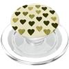 olive green Hearts Pattern Designs Carino girly minimalista Love Design || Motivo cuore verde PopSockets PopGrip per MagSafe