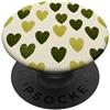 olive green Hearts Pattern Designs Carino girly minimalista Love Design || Motivo cuore verde PopSockets PopGrip Adesivo