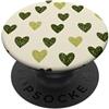 olive green Hearts Pattern Designs Carino girly minimalista Love Design || Motivo cuore verde PopSockets PopGrip Adesivo