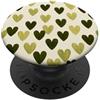 olive green Hearts Pattern Designs Carino girly minimalista Love Design || Motivo cuore verde PopSockets PopGrip Adesivo