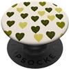 olive green Hearts Pattern Designs Carino girly minimalista Love Design || Motivo cuore verde PopSockets PopGrip Adesivo