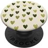 olive green Hearts Pattern Designs Carino girly minimalista Love Design || Motivo cuore verde PopSockets PopGrip Adesivo