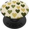 olive green Hearts Pattern Designs Carino girly minimalista Love Design || Motivo cuore verde PopSockets PopGrip Adesivo