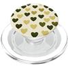 olive green Hearts Pattern Designs Carino girly minimalista Love Design || Motivo cuore verde PopSockets PopGrip per MagSafe