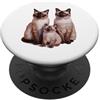 Siamese Kitten Lover PS Disegno di schizzo della famiglia di gattini siamesi. PopSockets PopGrip Adesivo