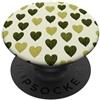 olive green Hearts Pattern Designs Carino girly minimalista Love Design || Motivo cuore verde PopSockets PopGrip Adesivo