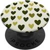 olive green Hearts Pattern Designs Carino girly minimalista Love Design || Motivo cuore verde PopSockets PopGrip Adesivo