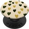 olive green Hearts Pattern Designs Carino girly minimalista Love Design || Motivo cuore verde PopSockets PopGrip Adesivo