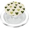 olive green Hearts Pattern Designs Carino girly minimalista Love Design || Motivo cuore verde PopSockets PopGrip per MagSafe