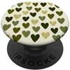 olive green Hearts Pattern Designs Carino girly minimalista Love Design || Motivo cuore verde PopSockets PopGrip Adesivo
