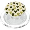 olive green Hearts Pattern Designs Carino girly minimalista Love Design || Motivo cuore verde PopSockets PopGrip per MagSafe