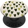 olive green Hearts Pattern Designs Carino girly minimalista Love Design || Motivo cuore verde PopSockets PopGrip Adesivo