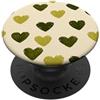 olive green Hearts Pattern Designs Carino girly minimalista Love Design || Motivo cuore verde PopSockets PopGrip Adesivo