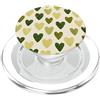 olive green Hearts Pattern Designs Carino girly minimalista Love Design || Motivo cuore verde PopSockets PopGrip per MagSafe