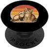 Retro Animal Best Friend Co Migliori amici di gattino e furetto PopSockets PopGrip Adesivo