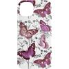 Mint Violet Designs Custodia per iPhone 14 Plus Farfalle con motivo botanico in magenta e grigio