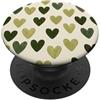 olive green Hearts Pattern Designs Carino girly minimalista Love Design || Motivo cuore verde PopSockets PopGrip Adesivo