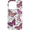 Mint Violet Designs Custodia per iPhone 14 Pro Farfalle con motivo botanico in magenta e grigio