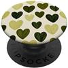 olive green Hearts Pattern Designs Carino girly minimalista Love Design || Motivo cuore verde PopSockets PopGrip Adesivo
