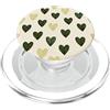 olive green Hearts Pattern Designs Carino girly minimalista Love Design || Motivo cuore verde PopSockets PopGrip per MagSafe
