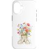 Bloom Kicks Custodia per iPhone 16 Bouquet di fiori selvatici in illustrazione di scarpe da ginnastica