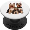 Yorkshire Terrier Puppy Lover PS Schizzo e disegno della famiglia dei cuccioli di Yorkshire Terrier. PopSockets PopGrip Adesivo