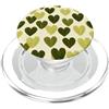 olive green Hearts Pattern Designs Carino girly minimalista Love Design || Motivo cuore verde PopSockets PopGrip per MagSafe