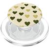 olive green Hearts Pattern Designs Carino girly minimalista Love Design || Motivo cuore verde PopSockets PopGrip per MagSafe
