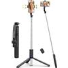 GRIFEMA Bastone Selfie Treppiede con Luci LED, Treppiede Estensibile 107cm con Telecomando, 3 Modalità & 6 Livelli di Luminosità, Supporto Rotante 360°, Selfie Stick Portatile per iPhone & Android