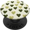 olive green Hearts Pattern Designs Carino girly minimalista Love Design || Motivo cuore verde PopSockets PopGrip Adesivo
