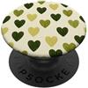 olive green Hearts Pattern Designs Carino girly minimalista Love Design || Motivo cuore verde PopSockets PopGrip Adesivo