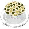 olive green Hearts Pattern Designs Carino girly minimalista Love Design || Motivo cuore verde PopSockets PopGrip per MagSafe