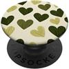 olive green Hearts Pattern Designs Carino girly minimalista Love Design || Motivo cuore verde PopSockets PopGrip Adesivo