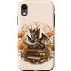 Cute Cottagecore Dragons with Books Desi Custodia per iPhone XR Dragon Reader Book Lover Fantasy, simpatica creatura floreale