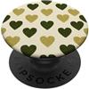 olive green Hearts Pattern Designs Carino girly minimalista Love Design || Motivo cuore verde PopSockets PopGrip Adesivo