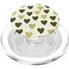 olive green Hearts Pattern Designs Carino girly minimalista Love Design || Motivo cuore verde PopSockets PopGrip per MagSafe