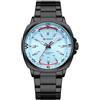 FORSINING Orologio classico da uomo, analogico, al quarzo, in acciaio inox, 22 mm, cinturino alla moda, orologio da polso da lavoro, grande quadrante, orologi militari, Nero e blu, Bracciale