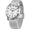 BERNY Orologio automatico da uomo con funzione data orologio da polso, Bianco-ms, Bracciale