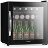 KLARSTEIN Frigo Vetrina Bibite 47L - Porta in Vetro a Specchio, LED, Temperatura 0-13°C, 2 Ripiani Removibili, Frigorifero Vetrina Bibite, Design Moderno