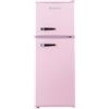 magictec Frigorifero in stile retrò con congelatore | 120 litri (88 l/32 l) | Low Frost | Combinazione frigorifero-congelatore | Design vintage | Illuminazione a LED | Rosa