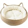 Generico Cuccia Intrecciata Per Gatti | Nidi Naturali, Portatili, Traspiranti E Lavabili - Cuccia A Cesto Per Gatto Per Interni - Adatto A Interni Casa Soggiorno Camera Da Tavolo Divano Comodino Dormire
