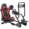 GTPLAYER Simulator Cockpit, Supporto per volante da simulatore di corse con altoparlanti stereo 3D, con supporto regolabile per volante, monitor, cambio e pedali (Rosso)