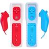 TechKen 2 telecomandi per Wii, controller di gioco remoti compatibili con Wii Remote Nunchuck di ricambio (rosso blu)