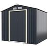 RELAX4LIFE Casetta da Giardino 213x191x195 cm (Base: 3,67 m²), Acciaio Zincato, 4 Prese d'Aria, Porta 96x162 cm, Tetto Inclinato, Porte Scorrevoli, Expandibile, Grigio