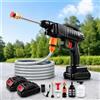 Teodute 21V 1500W Idropulitrice a Batteria, Portatile Idropulitrice Professionale con 5M Tubo e 2 Ugelli, 2 Batterie, per Auto Patio Giardino Pulizia Pavimenti (Senza Secchio)