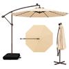 RELAX4LIFE Ombrellone da Giardino 3x3M con Luci a LED, Ombrellone da Balcone con Base a Croce e Sacco di Sabbia, Protezione Solare, per Giardino Terrazzo e Patio (Beige)