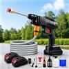 Teodute 21V 1500W Idropulitrice a Batteria, Portatile Idropulitrice Professionale con 5M Tubo e 2 Ugelli, 2 Batterie, per Auto Patio Giardino Pulizia Pavimenti (Con Secchio)