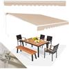 RELAX4LIFE Tenda da Sole a Bracci Estensibili con Barra di Rinforzo 300x250cm/Telaio in Alluminio/Manovella Manuale/Angolazione Regolabile 5°-35°, Impermeabile, per Porta e Finestra, Balcone, BEIGE